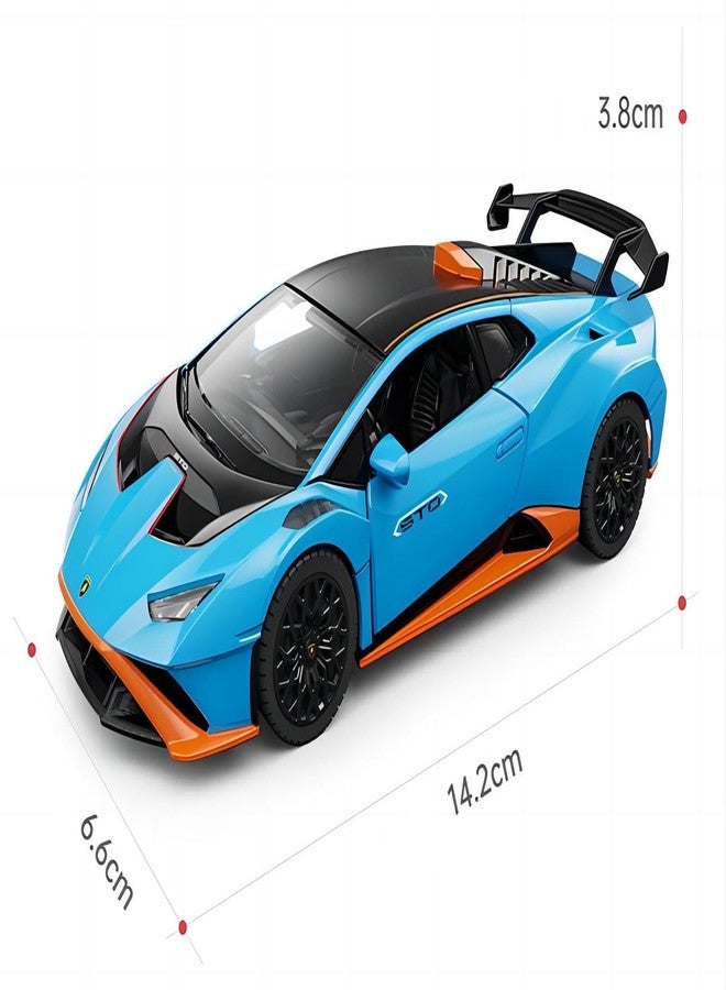 راستار سيارة راستار 64300 بمقياس 1/32 تعمل بالسحب للخلف - سيارة لعبة لامبورغيني هوراكان STO مرخصة رسميًا للأطفال، هدية مثالية للأولاد والبنات، لون أزرق - Image 3